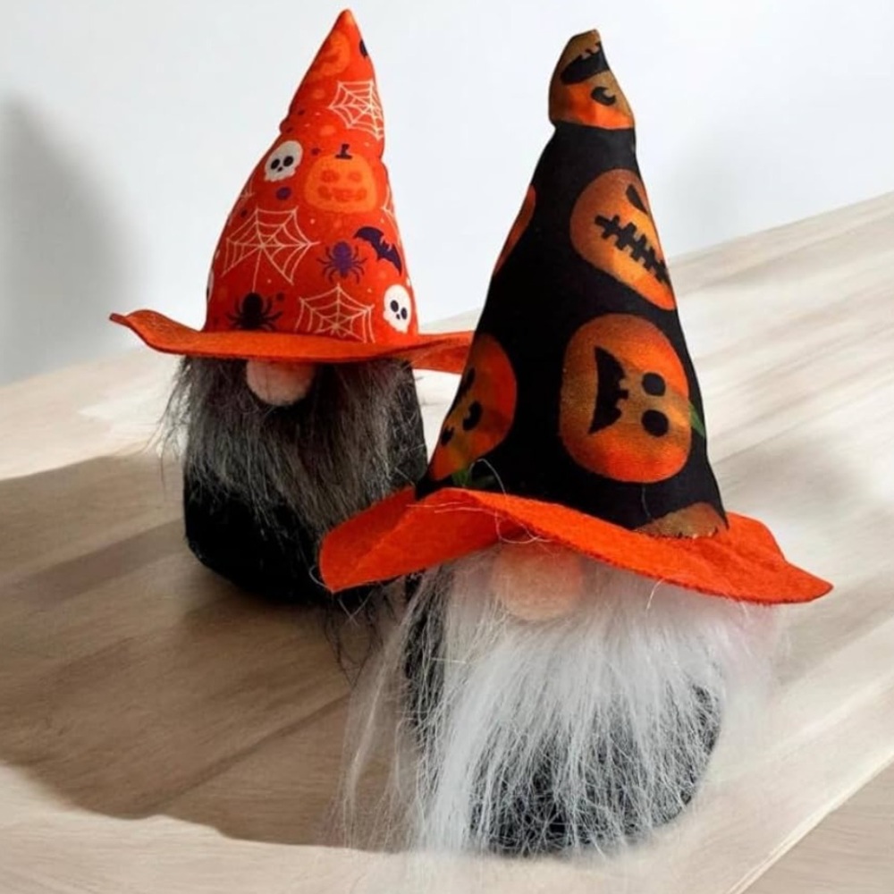 2 piece 6 in Halloween Gnome Set - Orange and Black